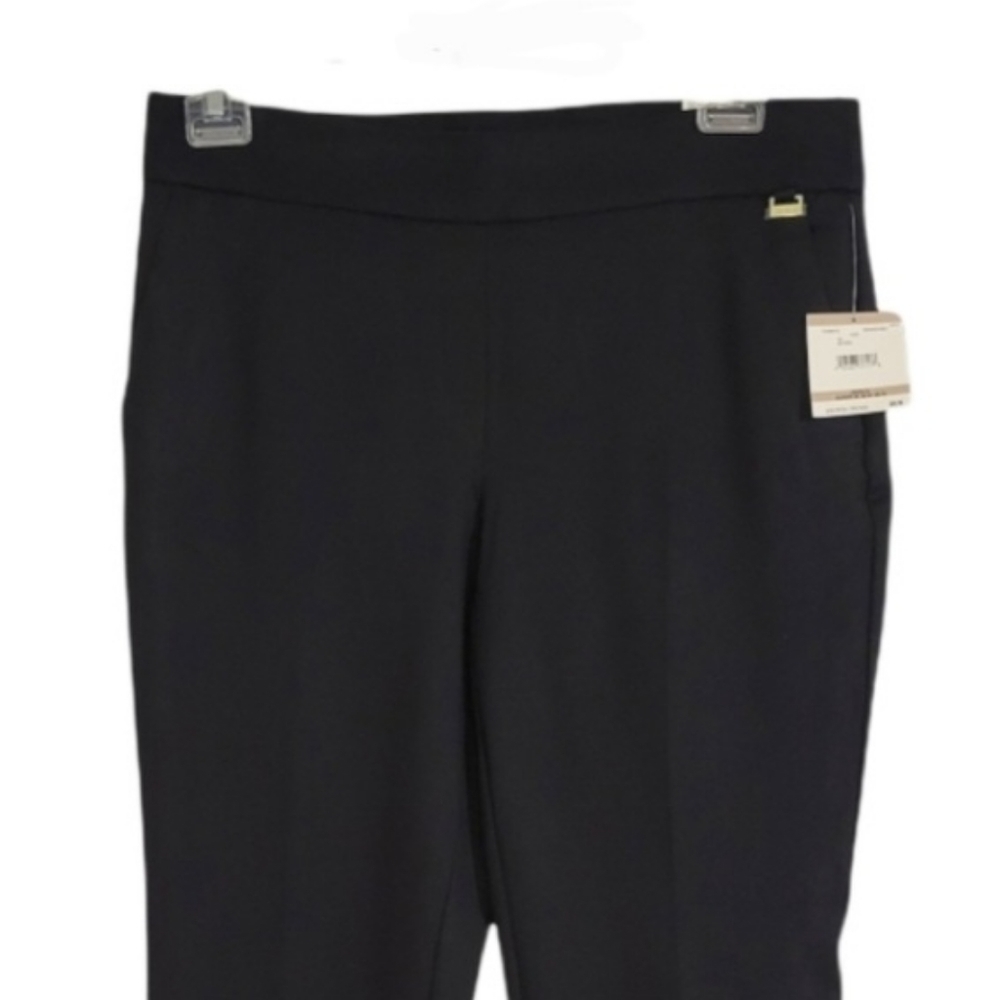 NWT Anne Klein Black Woven Straight Wide Leg Pants - Picture 2 of 9